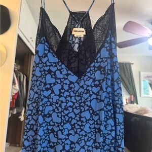 Zadig & Voltaire Blue and Black Heart Blouse never worn